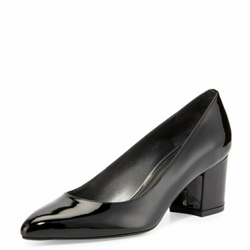 Stuart Weitzman black patent pump block heel Sz 7.5